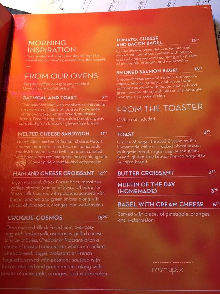 Cosmos Cafe - Quebec, QC menu_pic