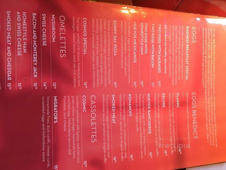 Cosmos Cafe - Quebec, QC menu_pic