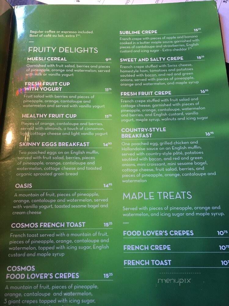 Cosmos Cafe - Quebec, QC menu_pic