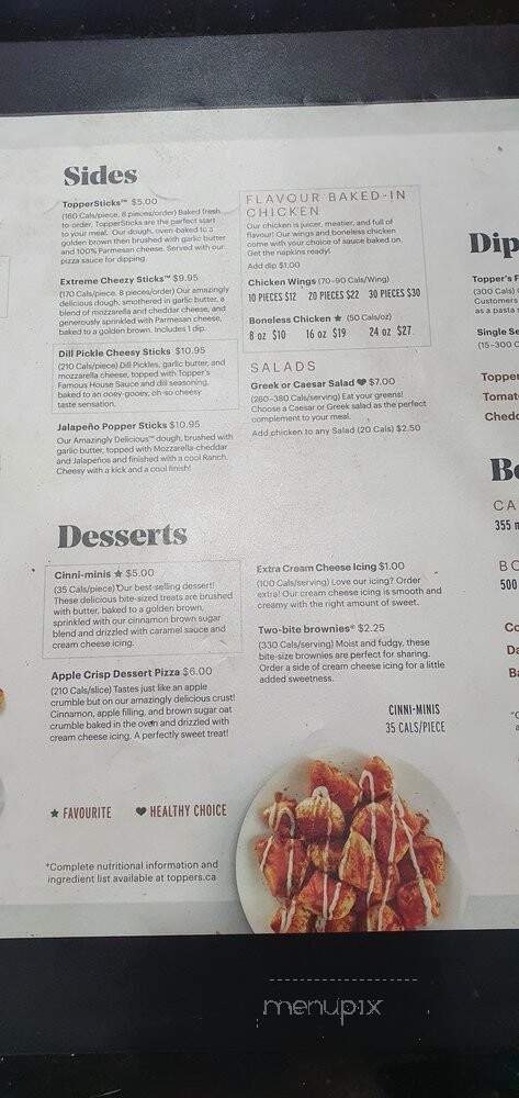 Topper's Pizza - Newmarket, ON menu_pic