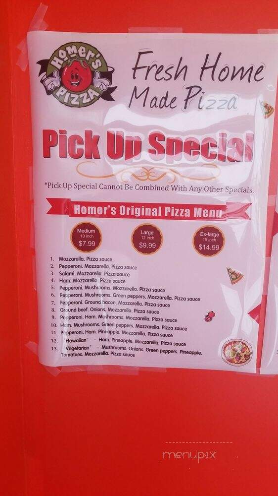 Homer's Pizza East Side - Saskatoon, SK menu_pic