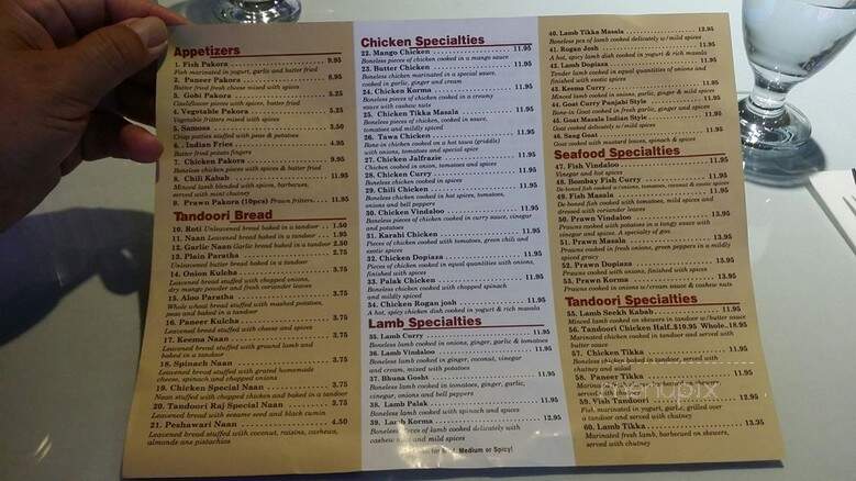 Tandoori Raj - Vancouver, BC menu_pic