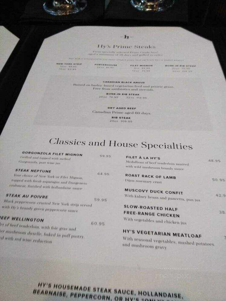 Hy's Steakhouse & Cocktail Bar - Toronto, ON menu_pic