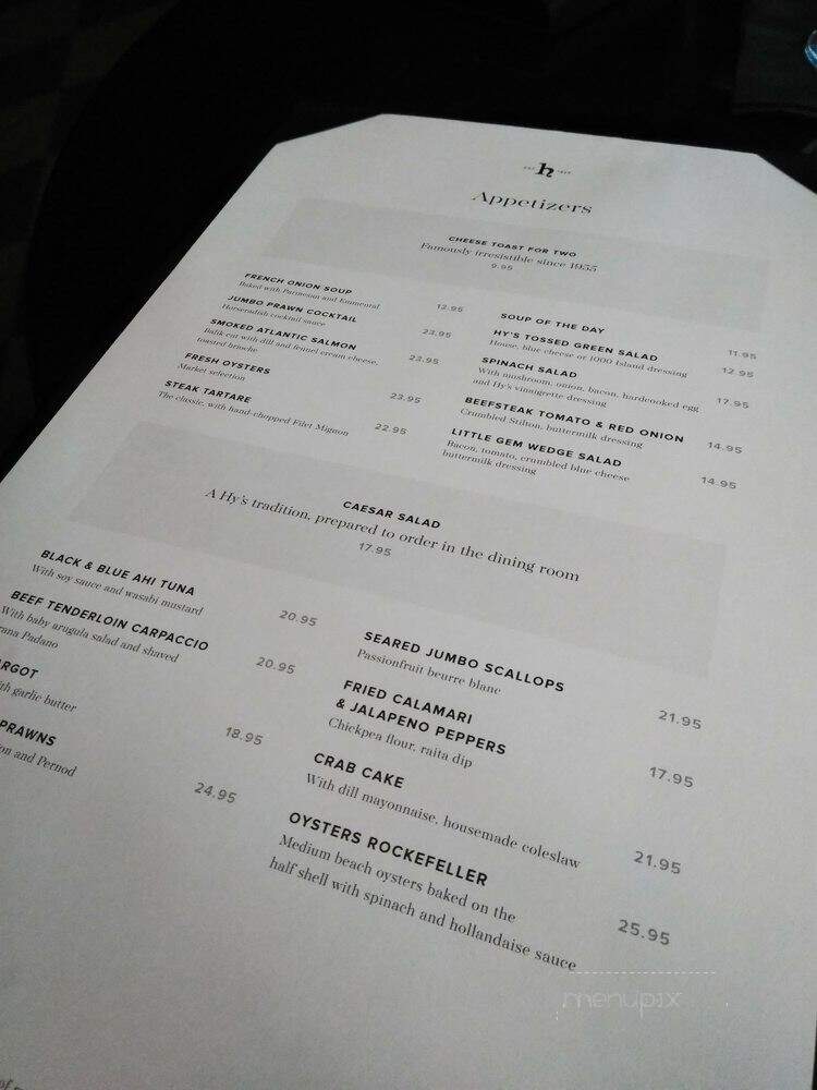 Hy's Steakhouse & Cocktail Bar - Toronto, ON menu_pic