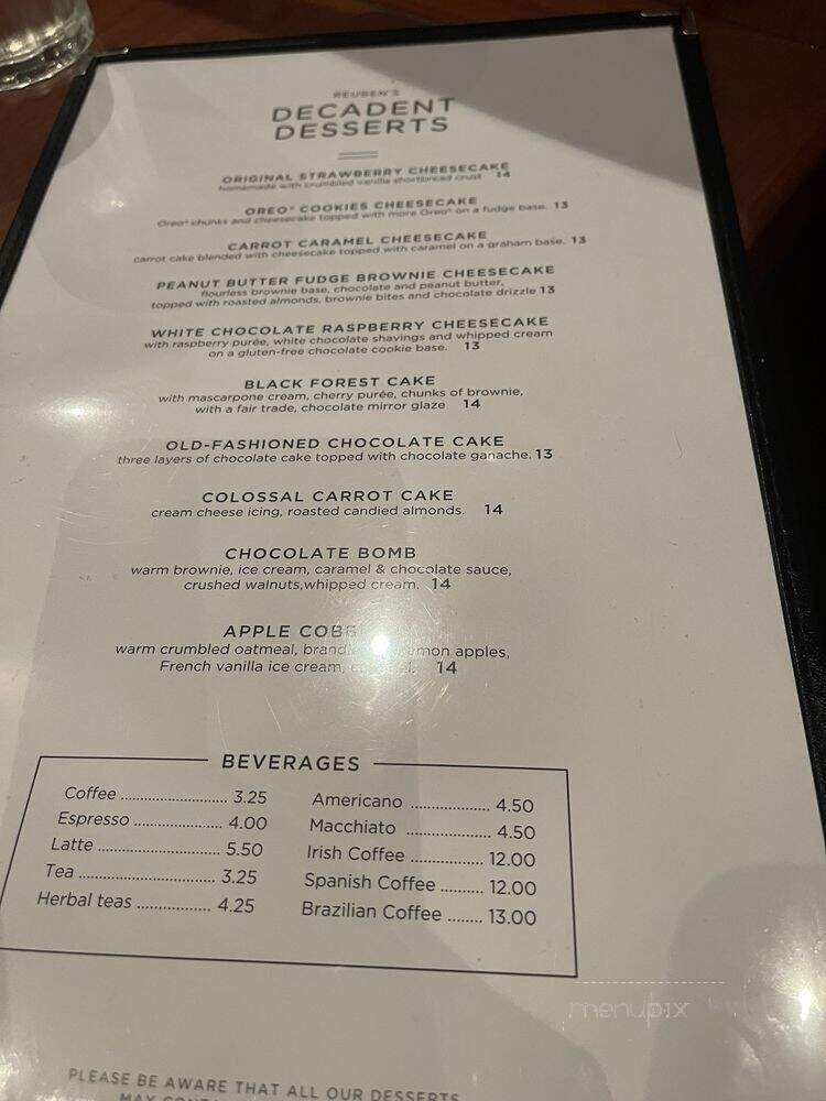 Reuben's Deli Steaks Desserts - Montreal, QC menu_pic