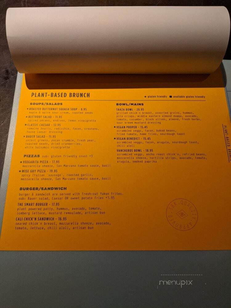 The Bauer Kitchen - Waterloo, ON menu_pic