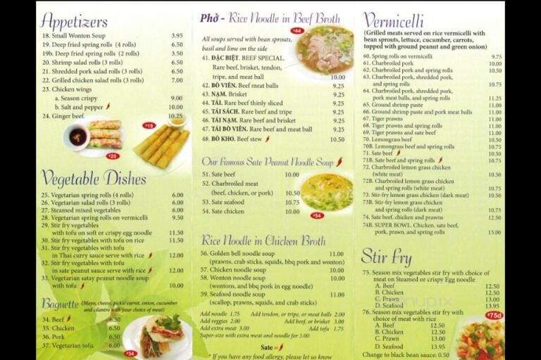 Golden Bell Saigon Vietnamese Restaurant - Calgary, AB menu_pic