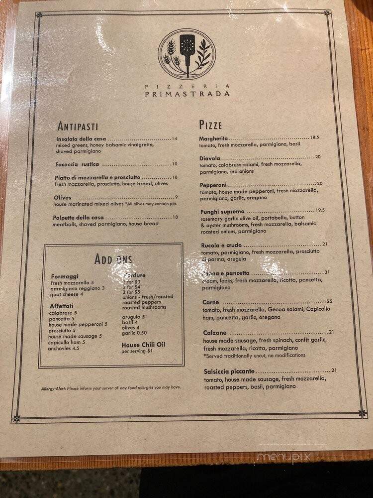 Pizzeria Prima Strada - Victoria, BC menu_pic