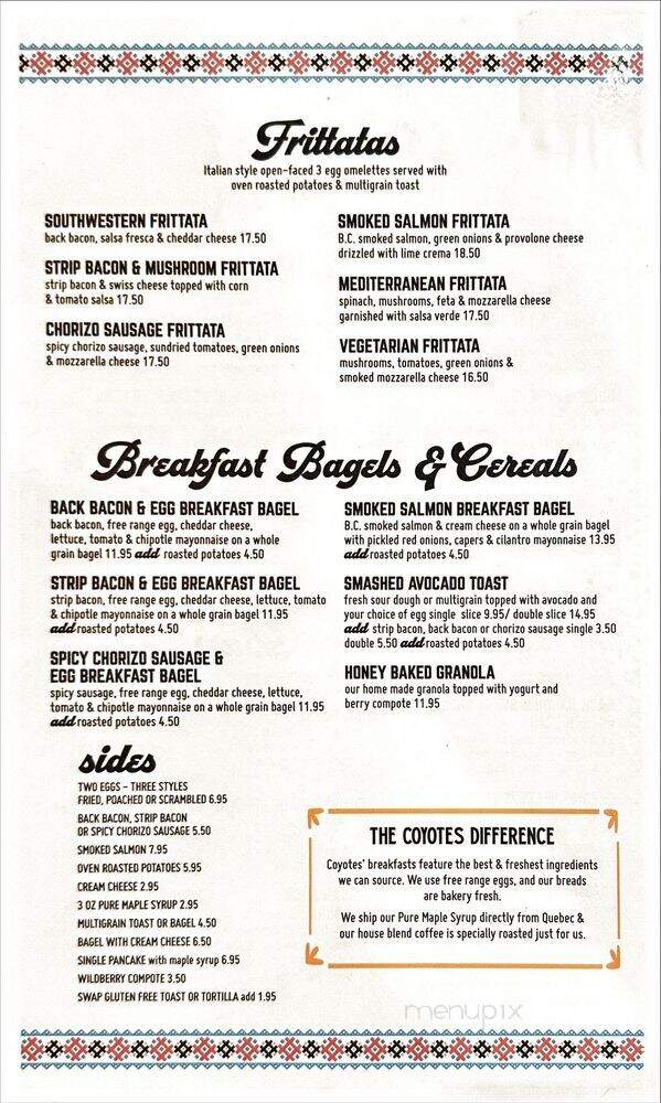 Coyotes Southwestern Grill - Banff, AB menu_pic