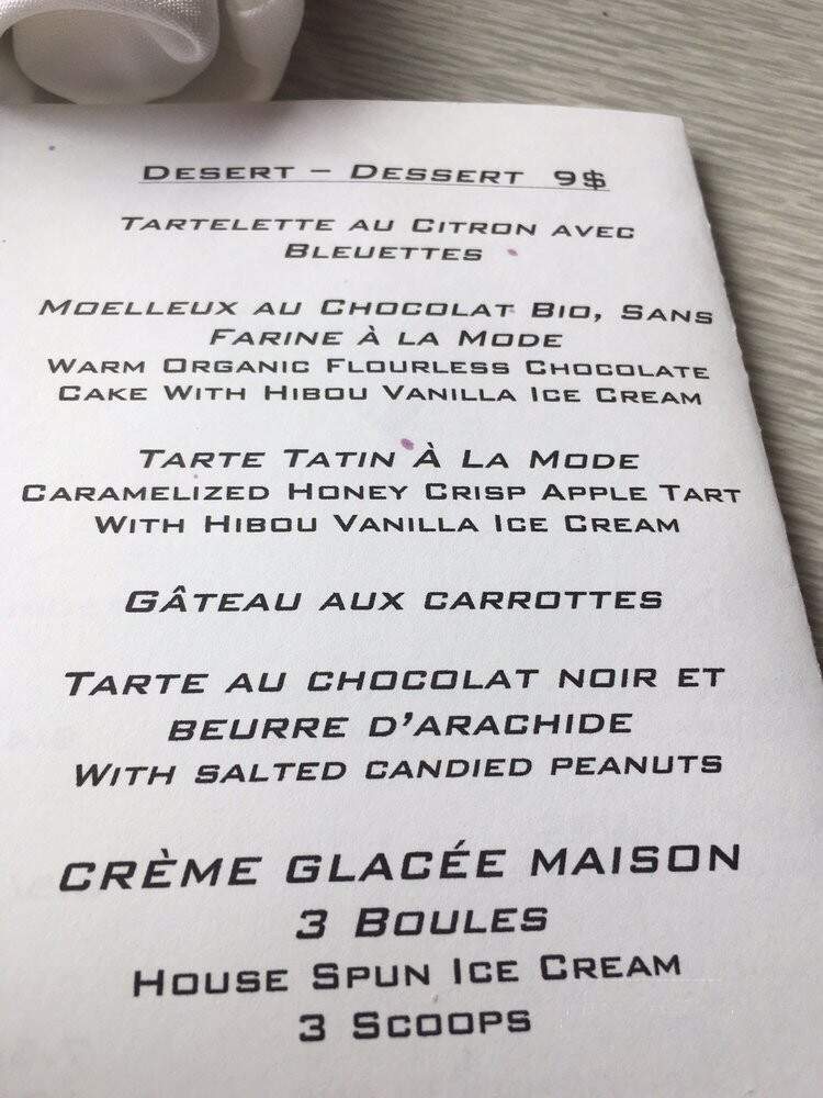 Le Hibou - Wakefield, QC menu_pic
