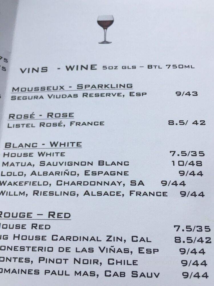 Le Hibou - Wakefield, QC menu_pic