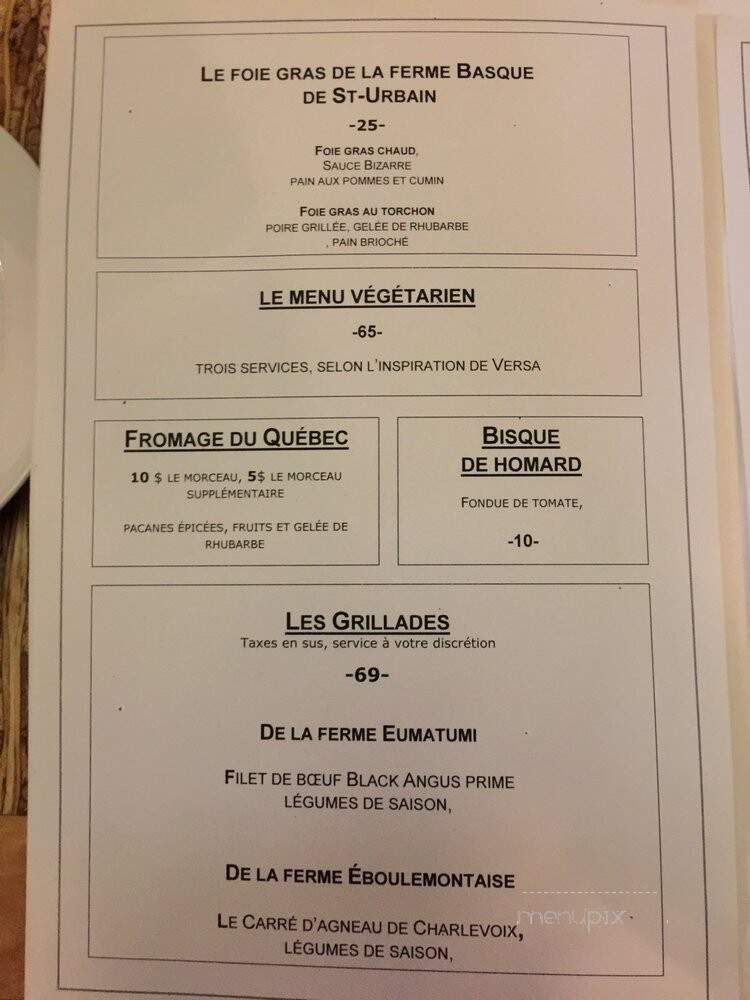 Restaurant Vices Versa - La Malbaie, QC menu_pic