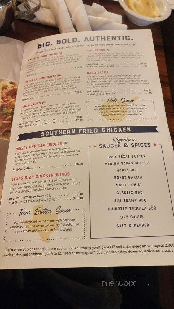 Lone Star Texas Grill - Oakville, ON menu_pic