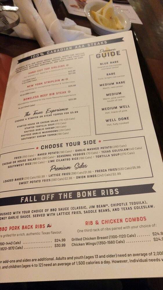 Lone Star Texas Grill - Oakville, ON menu_pic