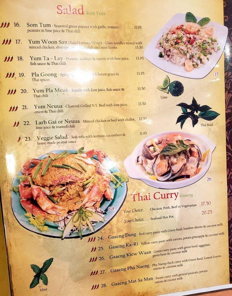 Green Basil Thai Restaurant - Burnaby, BC menu_pic