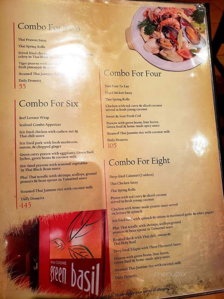 Green Basil Thai Restaurant - Burnaby, BC menu_pic
