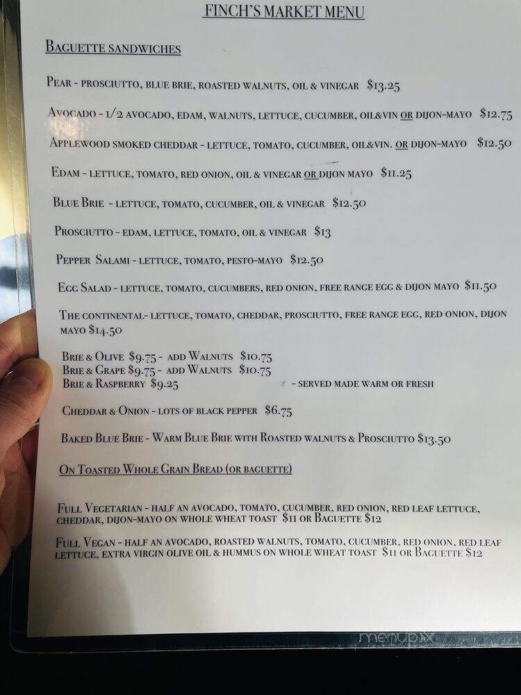 Finch's Tea & Coffee House - Vancouver, BC menu_pic