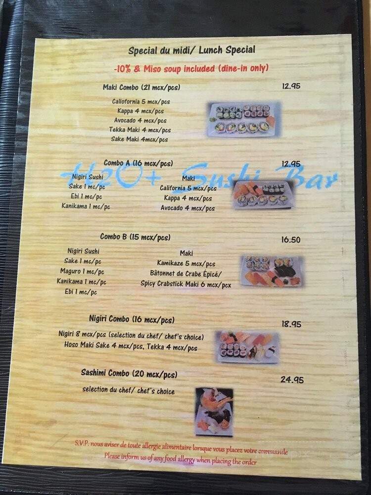 H2O Et Sushi Bar - Dorval, QC menu_pic
