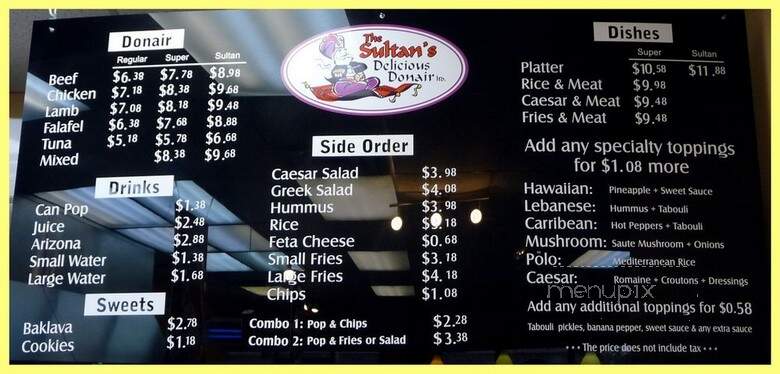 The Sultan's Delicious Donair - Coquitlam, BC menu_pic