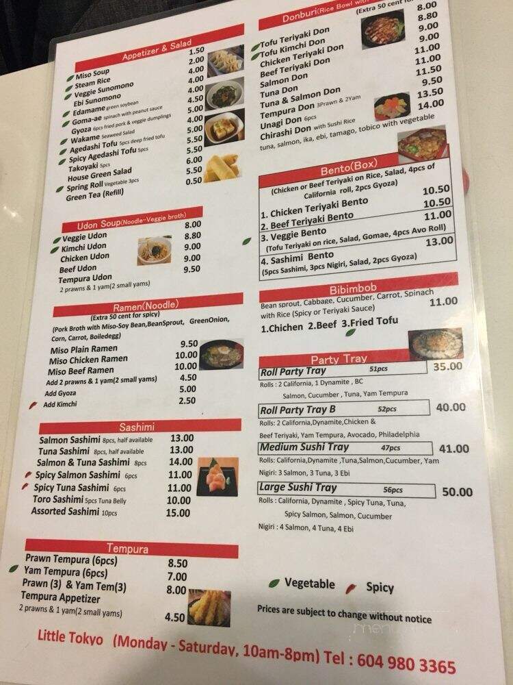 Little Tokyo Japanese - North Vancouver, BC menu_pic