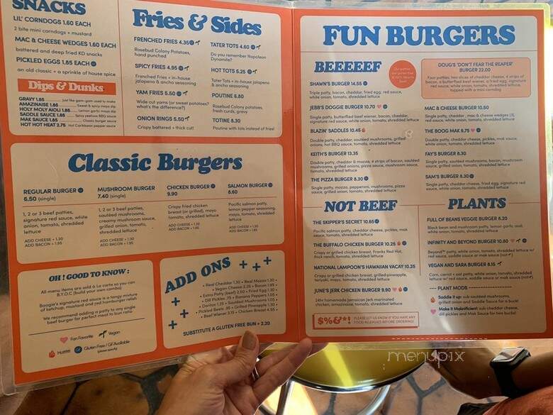 Boogies Burgers - Calgary, AB menu_pic