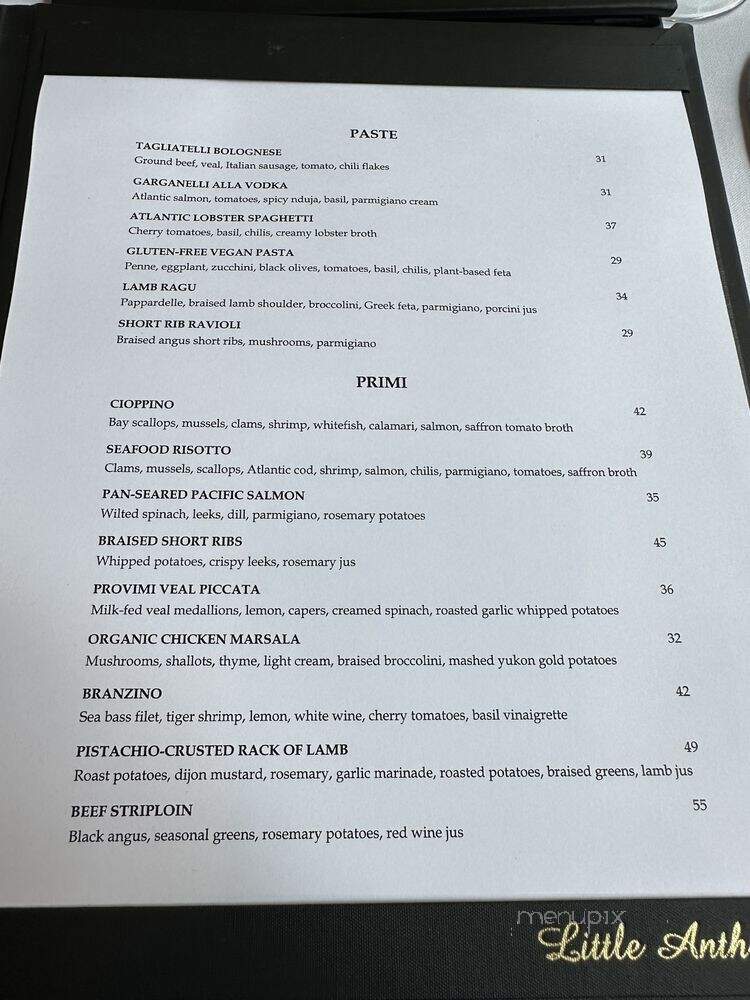 Little Anthony's Italian Ristorante - Toronto, ON menu_pic