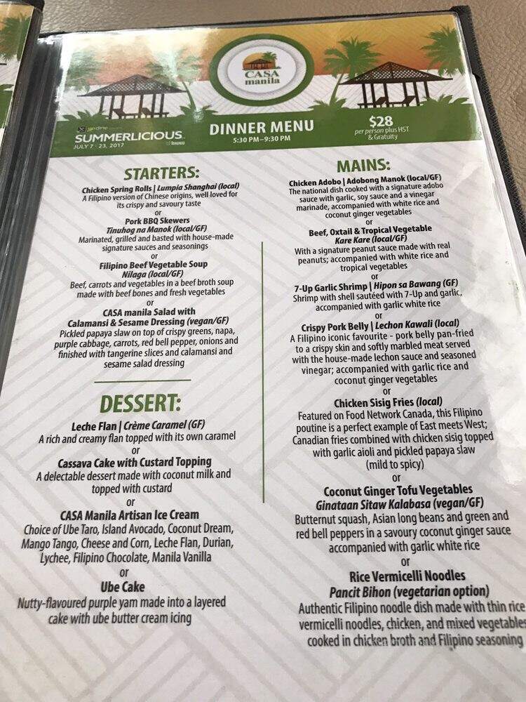 Cucina Manila Filipino Cuisine - Toronto, ON menu_pic