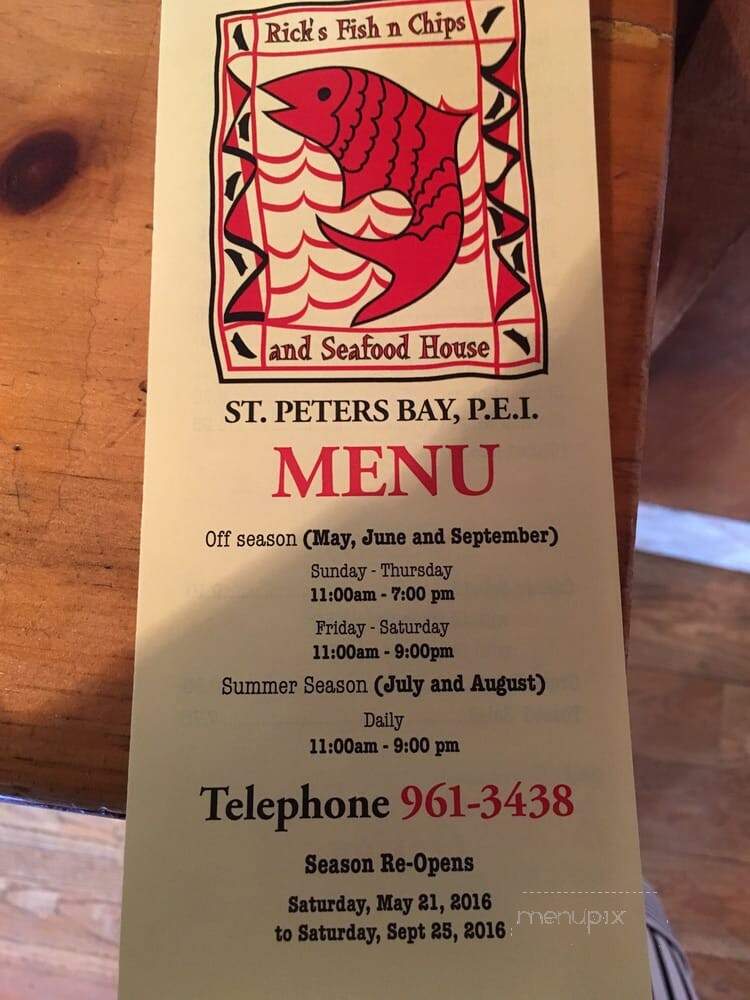 Rick's Fish & Chips - Morell, PE menu_pic