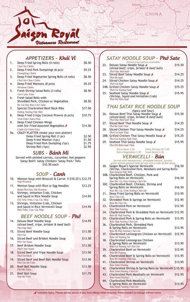 Saigon Royal Vietnamese Restaurant - Calgary, AB menu_pic