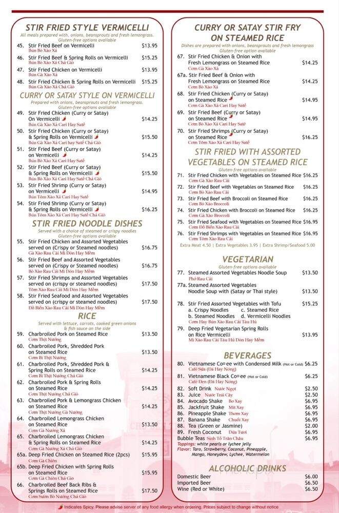 Saigon Royal Vietnamese Restaurant - Calgary, AB menu_pic