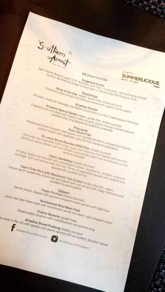 Southern Accent Restaurant Cajun & Creole & Lagniappe Gifts - Toronto, ON menu_pic