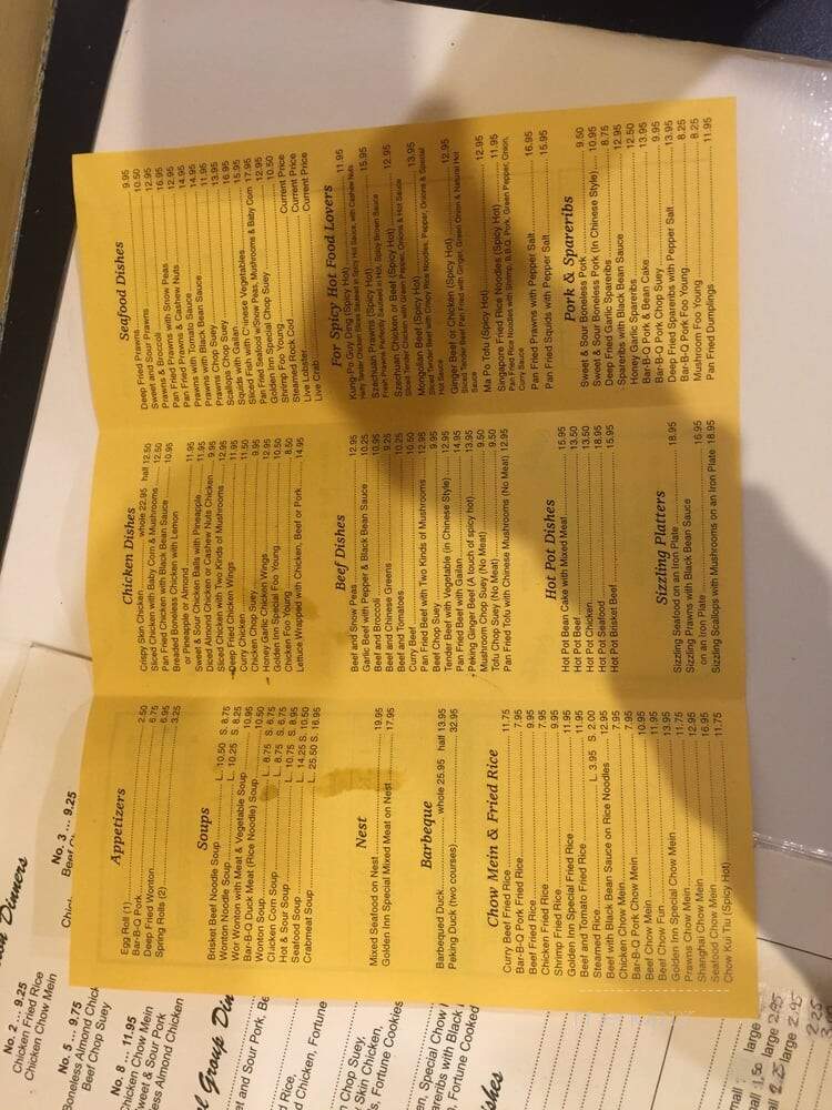 Golden Inn Seafood Restaurant - Nanaimo, BC menu_pic