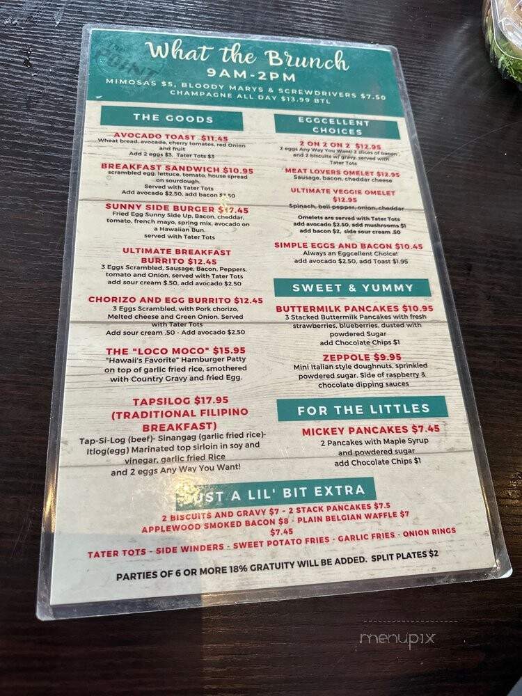 Point Dining Lounge - Woodlawn, ON menu_pic