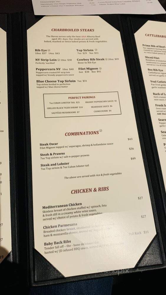 The CattleBaron Alberta Steakhouse & Bar - Calgary, AB menu_pic