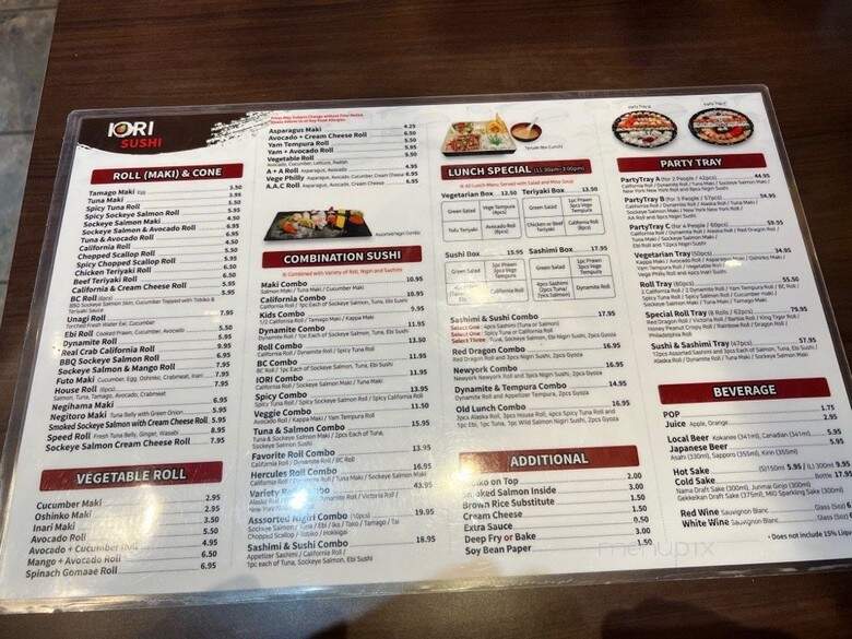 Sushi Bar Iori - Maple Ridge, BC menu_pic