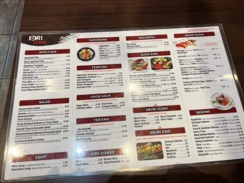 Sushi Bar Iori - Maple Ridge, BC menu_pic