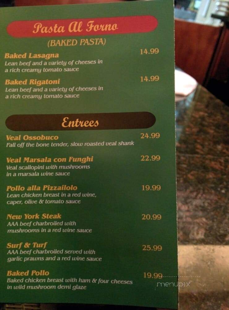 Bella Roma - Vancouver, BC menu_pic