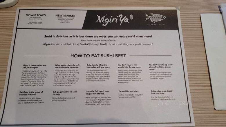 Nigiri-Ya - Toronto, ON menu_pic