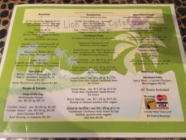 The Lions Den Cafe - Vancouver, BC menu_pic