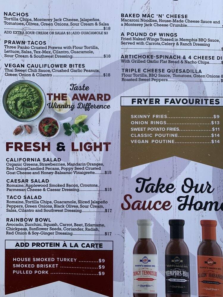 Rusty's at Blue Bar and Barbeque - Blue Mountains, ON menu_pic