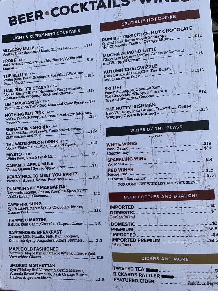 Rusty's at Blue Bar and Barbeque - Blue Mountains, ON menu_pic