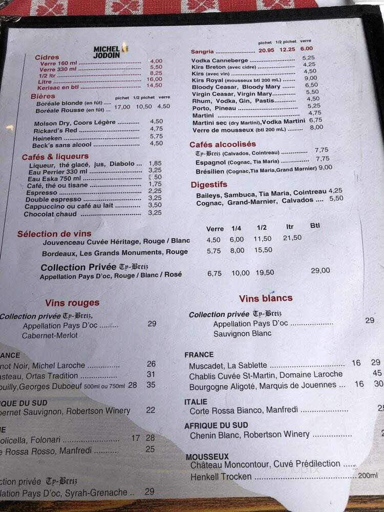 Ty-Breiz Creperie Restaurant - Montreal, QC menu_pic