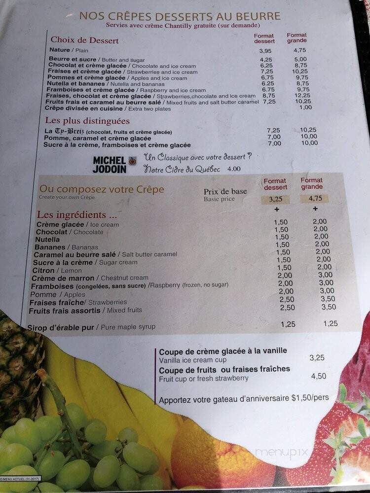 Ty-Breiz Creperie Restaurant - Montreal, QC menu_pic