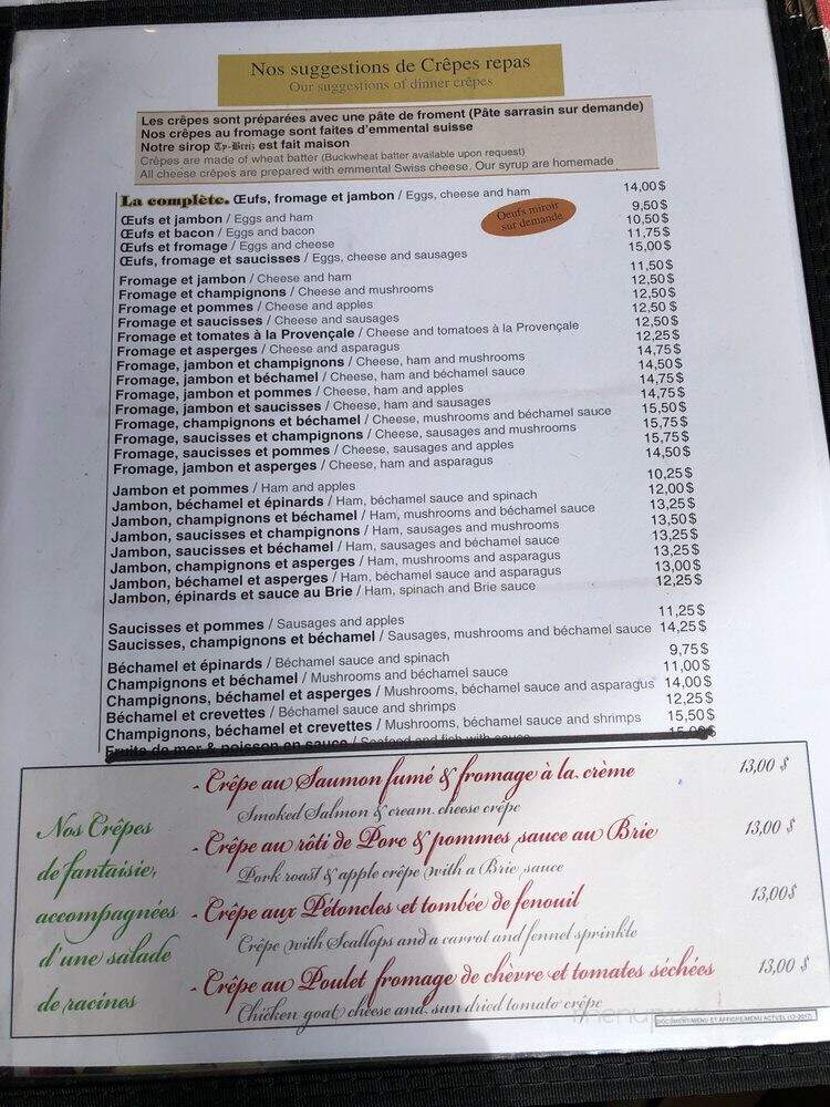 Ty-Breiz Creperie Restaurant - Montreal, QC menu_pic