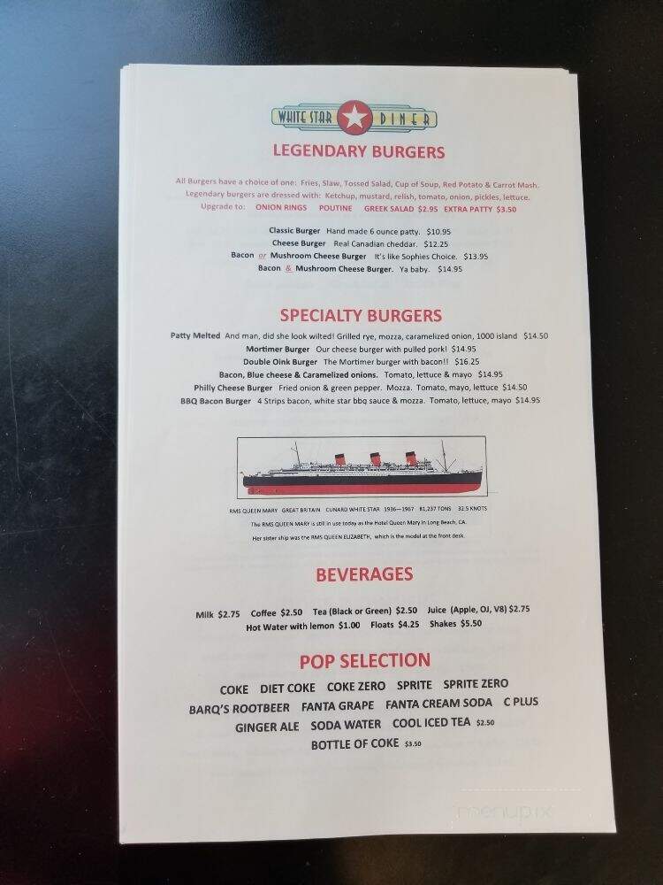 White Star Diner - Winnipeg, MB menu_pic