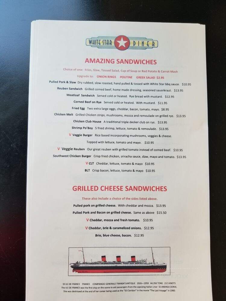 White Star Diner - Winnipeg, MB menu_pic