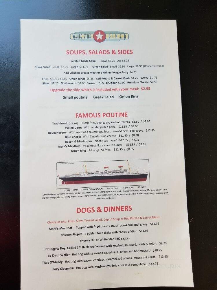 White Star Diner - Winnipeg, MB menu_pic