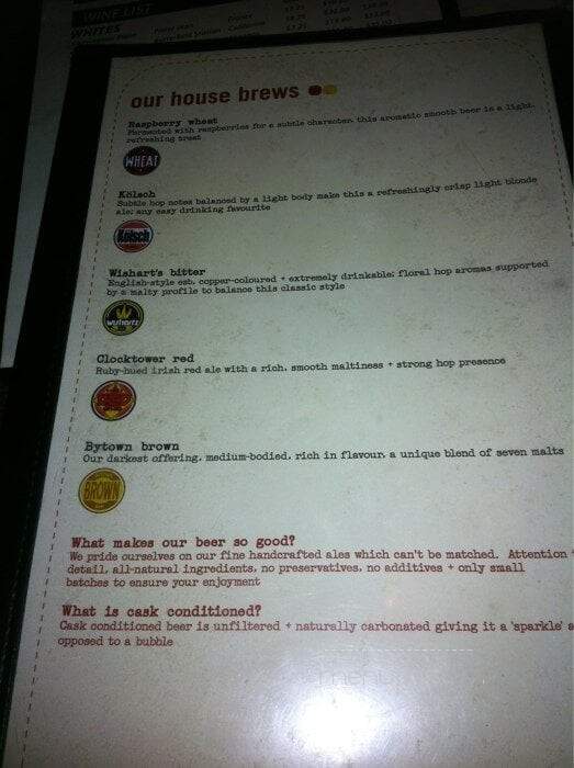 Clock Tower Brew Pub - Ottawa, ON menu_pic