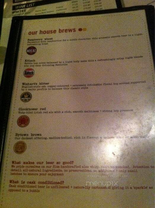 Clock Tower Brew Pub - Ottawa, ON menu_pic