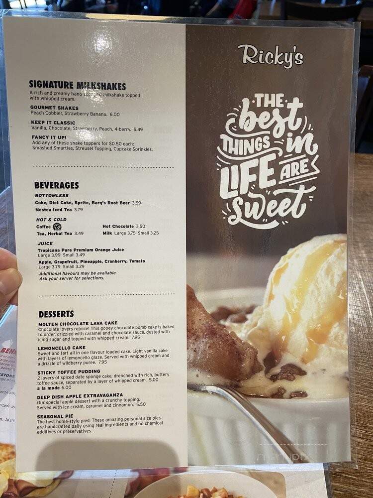 Ricky's Family Restaurant - Burnaby, BC menu_pic